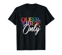 Queer Vibes Only LGBTQ Hearts Rainbow Gay Pride Camiseta
