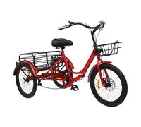 Queeucaer Triciclo plegable para adultos, 20 pulgadas, bicicleta de 7 velocidades, 3 ruedas con cerradura, para ir de compras, ciclismo, excursiones y entrenamiento, color rojo