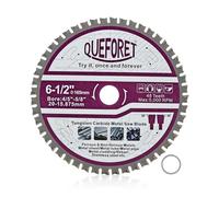 QUEFORET 165mm Hoja de Sierra Circular - Disco Corte Metal, 20mm Orificio con Arandela de 15,875mm para Hierro Acero Metal Chapa/Tubo/Barra, 48 Dientes
