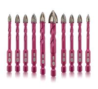 QUEFORET Brocas de Azulejos 10 Piezas - 5/5/6/6/6/6/8/8/10/12mm Corona para Madera Plástico Mampostería Hormigón, Perforación en Húmedo Azulejos Cerámica Mármol, Mango Hexagonal de Cambio Rápido