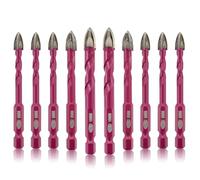 QUEFORET Brocas de Azulejos 10 Piezas - 6/6/6/6/6/6/8/8/10/10mm Corona para Madera Plástico Mampostería Hormigón, Perforación en Húmedo Azulejos Cerámica Mármol, Mango Hexagonal de Cambio Rápido