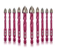 QUEFORET Brocas de Azulejos 10 Piezas - 6/6/6/6/8/8/10/10/12/12mm Corona para Madera Plástico Mampostería Hormigón, Perforación en Húmedo Azulejos Cerámica Mármol, Mango Hexagonal de Cambio Rápido