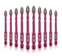 QUEFORET Brocas de Azulejos 6mm - 10 Piezas Brocas de Corona para Madera Plástico Mampostería Hormigón, Perforación en Húmedo Azulejos Cerámica Mármol, Mango Hexagonal de Cambio Rápido