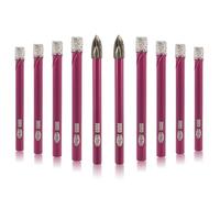 QUEFORET Brocas de Diamante - 8 Piezas Corona 6mm y 2 de Carburo para Cerámica, Porcelánico, Azulejos, Mármol, Granito - Mango Redondo