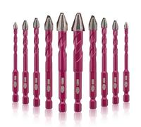 QUEFORET Brocas Excentricas 10 Piezas - 5/5/6/6/6/6/8/8/10/12mm Corona para Madera Plástico Mampostería Hormigón, Perforación en Húmedo Azulejos Cerámica Mármol Vidrio, Mango Hexagonal