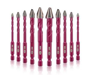 QUEFORET Brocas Excentricas 10 Piezas - 5/5/6/6/6/6/8/8/10/12mm Corona para Madera Plástico Mampostería Hormigón, Perforación en Húmedo Azulejos Cerámica Mármol Vidrio, Mango Hexagonal