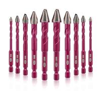 QUEFORET Brocas Excentricas 10 Piezas - 5/5/6/6/8/8/10/10/12/12mm Corona para Madera Plástico Mampostería Hormigón, Perforación en Húmedo Azulejos Cerámica Mármol Vidrio, Mango Hexagonal