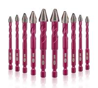 QUEFORET Brocas Excentricas 10 Piezas - 6/6/6/6/8/8/10/10/12/12mm Corona para Madera Plástico Mampostería Hormigón, Perforación en Húmedo Azulejos Cerámica Mármol Vidrio, Mango Hexagonal