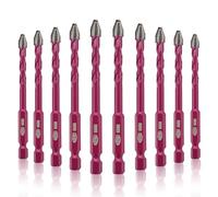 QUEFORET Brocas Excentricas 6mm - 10 Piezas Brocas de Corona para Madera Plástico Mampostería Hormigón, Perforación en Húmedo Azulejos Cerámica Mármol Vidrio, Mango Hexagonal de Cambio Rápido