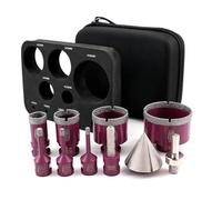 QUEFORET Brocas para Porcelánico 10 Piezas - 7 Piezas 6/6/8/25/35/50/68mm x M14 Corona de Diamante, 10mm Fresa, 50mm Broca de Chaflán, Aadaptador para Porcelánico Azulejos Cerámica Mármol Granito