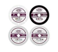 QUEFORET Discos de Corte 75mm 4 Piezas - Disco Carburo para Madera, Disco HSS para Metal, Disco Diamante para Porcelánico, Disco Diamante para Hormigón, con Orificio 10mm