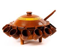 QUEIMADA GALLEGA BARRO 12 SERVICIOS (CON O SIN TAPA) 12 POCILLOS Y CUCHARÓN (CON TAPA)