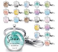 Quelay 20 llaveros cristianos españoles con versículo bíblico, mini llaveros de las Escrituras, regalos religiosos cristianos españoles para mujeres y hombres, elegante., pendant diameter is 1 inch,