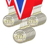 Quelay 30 medallas de 2 pulgadas a granel con cintas para el cuello, trofeo de metal, regalo para torneos, competiciones, fiestas, niños y adultos