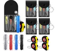 Quelay Juego de 12 llaveros con miniladro y cinta métrica, linternas LED, juego de llaveros para adultos, relleno de piñata para el día del padre, regalos para vecinos para hombres, no incluye pilas