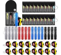 Quelay Juego de 48 llaveros de cinta métrica con mini destornillador, linternas LED, juego de llaveros para adultos, relleno de piñata para el día del padre, regalos para vecinos para hombres, no