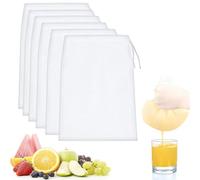 Quelcc 6 Piezas Bolsas de Leche de Nueces, 20 x 30 cm Bolsa de Colador Reutilizable, Filtro Leche Vegetal de Nailon, Filtro de Alimentos, para Queso, Zumo de Frutas, Café, Zumo de Verduras, Té