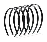 Quelcc 6 Piezas Diadema Mujer, 8mm Diadema Fina Cubierta, Diademas de Plástico, Accesorios para Mujeres y Niñas(Negro)