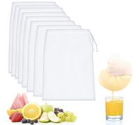 Quelcc 8 Piezas Bolsas de Leche de Nueces, 20 x 30 cm Bolsa de Colador Reutilizable, Filtro Leche Vegetal de Nailon, Filtro de Alimentos, para Queso, Zumo de Frutas, Café, Zumo de Verduras, Té