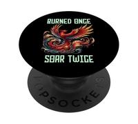 Quemado una vez que se eleva dos veces, cita de Phoenix, motivación de renacimiento PopSockets PopGrip Adhesivo