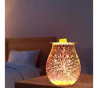 Quemador Aceites Esenciales, Difusor De Aroma Cera Lámpara de Calentador y Bombilla, Lámpara De Aromaterapia Sin Humo del Quemador De Cera Eléctrica de Vidrio 3D para el hogar, Oficina, Yoga, SPA