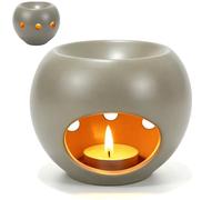 Quemador Aceites Esenciales, Quemador Wax Melts - Lámpara Perfumada De Cerámica para Aceite Esencial Y Cera Perfumada, Calientaceras para Aceites Esenciales (Gris)