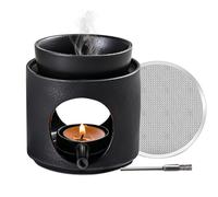 Quemador Aromática de Cerámica con Portavelas, Difusor de Aceite Aromático y Cera Aromática, Quemador de Fragancias, Quemadores de Cera con Cuchara de Velas para Aromaterapia, Decoración del Hogar