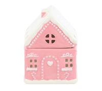 Quemador de aceite de casa de jengibre rosa, difusor de aromaterapia de cerámica festivo para el hogar y la oficina, calentador de fragancia encantador con portavelas de té, regalo para ambiente