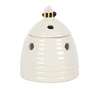 Quemador de Aceite de Colmena Blanca caprichosa, 14 cm x 11 cm (Paquete de 1), Adorable diseño de cerámica con Acento de Abeja Dulce, Adecuado para aceites aromáticos y Cera derretida