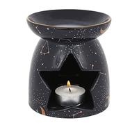 Quemador de Aceite de constelación Morado Oscuro, 11 cm x 10,7 cm (1 Unidad), Impresionante diseño con Detalles de Luna Dorada, Ambiente mágico con Forma de Estrella Recortada para Velas de té,