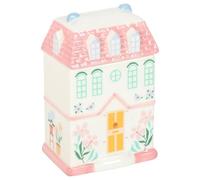 Quemador de aceite y calentador de cera, diseño de casa de pueblo, quemador de fragancia y adorno decorativo para el hogar, cerámica rosa