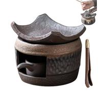 Quemador de aromaterapia de cedro y zen, estufa de cerámica hecha a mano con soporte para velas, quemador Zen Palo Santo para meditación, relajación y decoración de dormitorio (1 unidad)