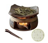 Quemador de aromaterapia de cerámica, difusor de aceites esenciales 4 en 1 y calentador de cera, soporte de fragancia esmaltado hecho a mano para el hogar, dormitorio, yoga, spa, oficina, decoración