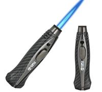 Quemador de butano, quemador de butano recargable con cierre de seguridad, llama ajustable, quemador de cocina, diseño a prueba de viento, cocinar, exterior, barbacoa (butano no incluido) (negro)