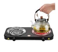 Quemador de doble bobina, placa eléctrica, hornillo eléctrico portátil para camping, quemador de carbón para cocina al aire libre, picnic, fiesta, barbacoa