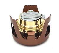 Quemador de estufa de alcohol portátil con tapa de soporte de aleación de aluminio para acampar al aire libre, senderismo, mochilero, accesorios de cocina (Marrón)