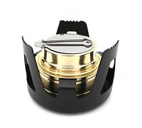Quemador de estufa de alcohol portátil con tapa de soporte de aleación de aluminio para acampar al aire libre, senderismo, mochilero, accesorios de cocina (Negro)