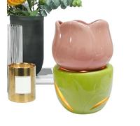 Quemador de fusión de cera - Flores de flores elegantes Hilado de aromaterapia, quemador de aceite de cerámica Melter de cera | Calentador de perfume único con cuchara de velas, elegante fusión de
