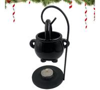 Quemador de hierro fundido de de caldero | Decoraciones de halloween Calentador de | Witches Home Yoga Room Meditation Decor, Black Aroma Diffuser Candle Tealight