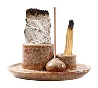 Quemador De Incienso 4 En 1, Cuenco De Incienso, Quemador De Incienso De Cerámica, Porta Incienso, Cuenco De Incienso De Cerámica para Varillas De Incienso Palo Santo Salvia Blanca