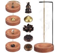 Quemador de Incienso 7 en 1, Quemador de Incienso Invertido con Base de Madera Extraíble, Soporte para Incienso para del Hogar, Dormitorios, Oficina, Yoga, Meditación, Decoración