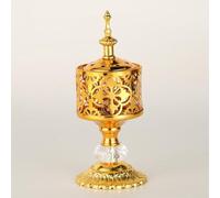 Quemador de incienso Bakhoor de metal árabe Mabkhara con diseño pintado a mano, portavelas y tapa extraíble para un uso seguro en meditación, yoga, hogar, oficina y hotel (C)