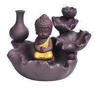 Quemador de incienso con reflujo, soporte for incienso en cascada, cono de cerámica hecho a mano con reflujo de Buda noble, decoración for el hogar en una exquisita caja de regalo, latón/1250