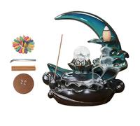 Quemador de incienso de cerámica con forma de cascada, soporte de incienso de reflujo con pinzas, esterilla para yoga, meditación y decoración del hogar