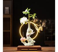 Quemador de incienso de cerámica Lotus Bergamota con anillo de luz LED, soporte para varillas de incienso en cascada para relajación en el hogar y aromaterapia (color: C)