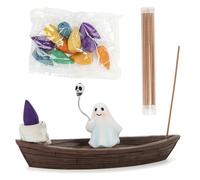 Quemador de incienso de Halloween 2 en 1, soporte para varillas de incienso y conos de incienso, soporte gótico de reflujo para yoga, apartamento, hogar, hotel (A)