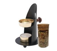 Quemador de Incienso de Latón | Incensario de Vela Ajustable | Muestra de Incienso en Grano y Vela Inlcuidos | Ancestrad (Negro)