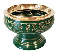 Quemador de incienso de latón para carbón, resina, conos y varillas de incienso (verde)