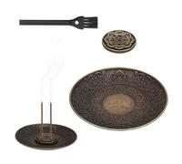 Quemador de Incienso de Loto con 9 Agujeros - Soporte para Incienso Metálico Desmontable con Cepillo - Porta Incienso Clásico para Meditación, Yoga, Dormitorio y Hogar