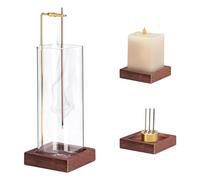 Quemador De Incienso De Madera, Porta Incienso De Latón con Cenicero De Cristal Extraíble, para Yoga SPA Meditación Decoración del Hogar (Quemador de Incienso invertido, Código Promedio)